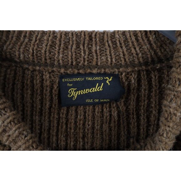 Vintage 60s 70s Rockabilly Mens 2XL Distressed Chunky Wool Ribbed Knit Sweater - Picture 4 of 8